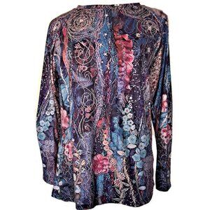 PINKS, BLUES AND PURPLE, LONG SLEEVED, POLYESTER/COTTONG BLEND, SIZE , XL